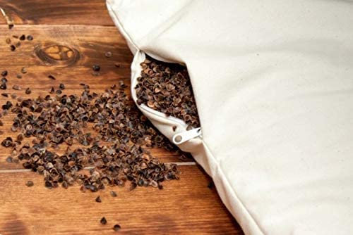 Merino Wool 1x Buchweizen Kissen Buchweizenkissen mit Reißverschluß, Stütz Kofkissen, Kissen Kopfkissen, Baumwolle Bezug Buchweizenkissen (40 x 60 cm)