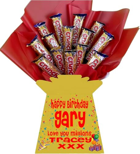 Personalised Luxury Chocolate Bouquet Hamper – Personalised Sweet Gift for Him or Her – Perfect for Birthdays, Christmas or Any Occasion (Compatible With CRUNCHIE)