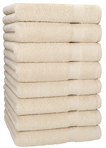 Betz 8 Stück Handtücher Set Größe 50 x 100 cm Handtuch Premium 100% Baumwolle Farbe Sand