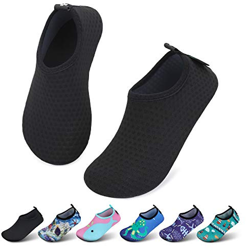 SAGUARO Chaussures d'eau pour Enfants Garçons et Filles Chaussettes Antidérapantes à Séchage Rapide Chaussures de Sport Aquatique pour Enfants Flocons de Neige Noirs 30/31 EU