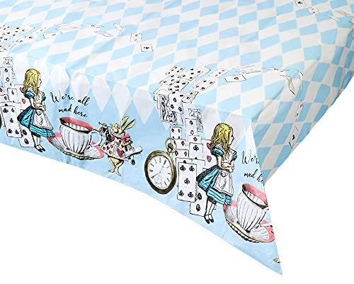 Talking Tables Blue Alice in Wonderland Paper Table Cover | Disposable Tablecloth, Home Recyclable | Supplies for Mad Hatter Tea Party, Birthday, Mother's Day, Baby Shower, BLUE,180 x 120 cm