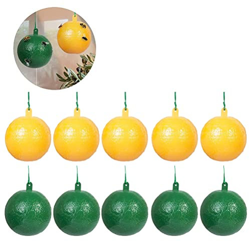 Enkomy 10 Piezas De Trampa De Mosca, Captura De Insectos De La Mosca, Fly Flyflow 360 ° Bola De Mosca Pegajosa con Caída Adhesiva, para Cocina Al Aire Libre Interior