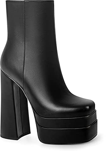 ANN CREEK Heels Black Platform Boots for Women - Chunky Heel Ankle Boots Size 9.5