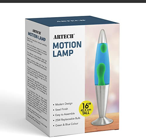 Trendi® Lampada da 1,6 m di altezza, base in alluminio, movimento rilassante, per rilassamento, decorazione della stanza, cavo 1,6 m (verde cera/blu liquido)