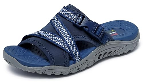 Skechers Women's REGGAE - SLIDE THRU sporty outdoor sandal, Navy 8M