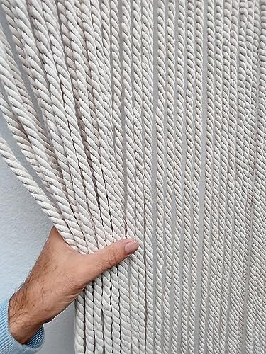 MadeInNature - Cortina de puerta natural, cuerda de algodón trenzado de alta gama, interior y exterior, ancho 90 cm x longitud 200 cm, diferentes modelos (crudo 54 hebras), 2 STYLES