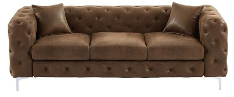 Vente-unique - Divano 3 posti chesterfield in Microfibra con aspetto Pelle invecchiata - EDWINA