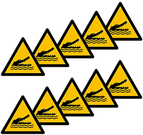 Becral - Krokodiler, alligatorer eller aligatorer/Signal Triangle W067 godkänd, ASR A1.3, DIN EN ISO 7010 polyester Gul svart (50mm - 10 stycken)