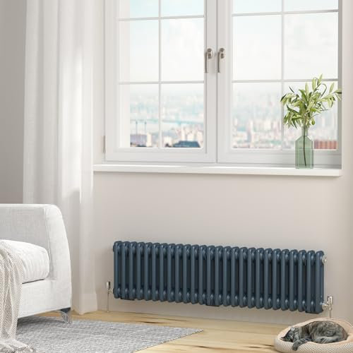 Heilmetz Anthracite Radiators Horizontal Double, 300x1200mm Column Radiator Traditional Cast Iron Style 2 Column Radiators Central Heating Radiator