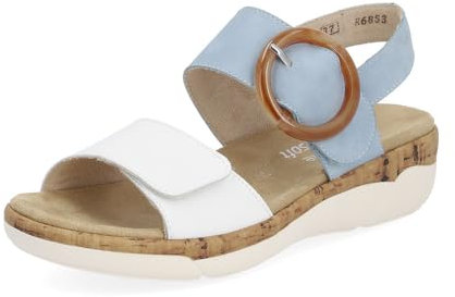 Remonte Damen Riemchensandalen R6853, Frauen Sandalen,lose Einlage,Sommersandalen,flach,Sommerschuhe,Freizeitschuhe,offene Schuhe,blau Kombi (10),38 EU