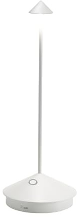 Zafferano, Pina, Lampada da Tavolo Ricaricabile e Senza Fili con Controllo Touch, Utilizzabile anche come Lampada da Esterni, Dimmer, 2200-3000 K, Altezza 29 cm, Colore Bianco Opaco