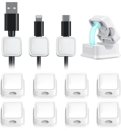 smofish Soporte organizador de cables Regalo, paquete de 12 clips magnéticos para cables de escritorio, soporte de cable de carga de teléfono, soporte de cargador de alambre adhesivo fuerte