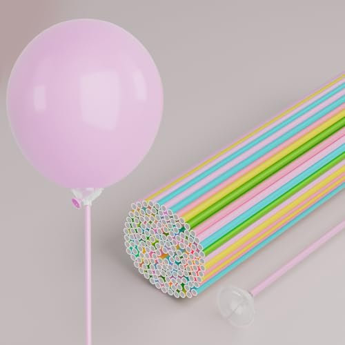 YALLOVE Papierballonstäbe, 100 Stück, Ballonhalter und Becher für Geburtstag, Babyparty, Dekoration