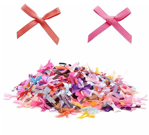 100 Stück Mini Satinband Schleifen,Bunte Geschenkschleifen,Deko Kleine Schleifen,Polyester-Material, verwendet für Hochzeit Dekoration, Grußkarten, DIY handgemacht, Haarnadel Hüte, Geschenke