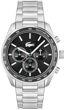 Lacoste Montre Chronographe à Quartz pour Homme Collection Boston avec Bracelet en Acier Inoxydable Argenté - 2011347