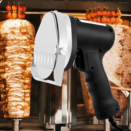 YJINGRUI Electric Kebab Slicer 80W Handheld Doner Kebab Shawarma Knife - Adjustable 0.5-8mm Thickness Electric Meat Cutter for Home, Roast Meat Shops, Restaurants & Barbecue Parties