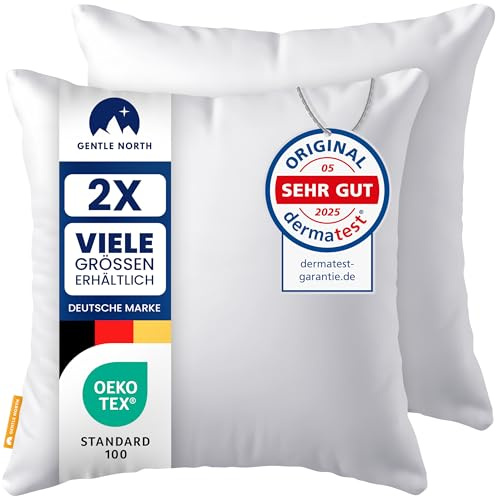 Gentle North Kopfkissen (30x30 cm groß) - 2er Set Kissen für Bett und als Dekokissen - Mit Reißverschluss für Füllung - Sofakissen - Zierkissen für Couch und Sofa - Ökotex - Waschbar bis 60° - Weiß