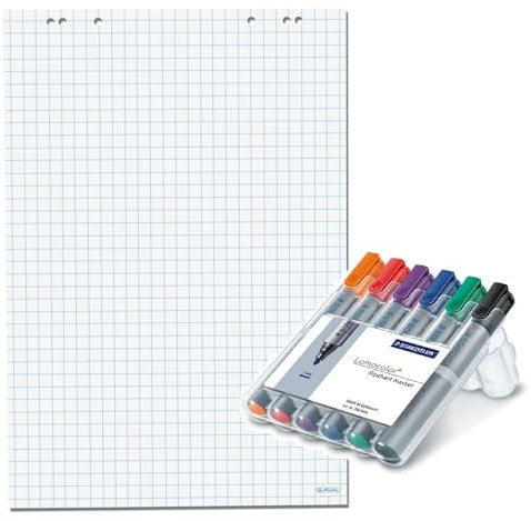 Papiertiger Fl Block (5er Pack, Kariert + 6 Marker)