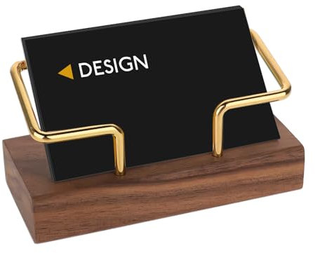 Sliverdew Visitenkartenhalter Holz Visitenkartenständer aus Walnussholz und Messing, Visitenkartenständer Holz Visitenkartenhalter, Klassischer Visitenkartenständer Walnussholz für Schreibtisch Büro