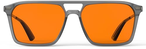 Goiteia Lunettes Anti-Lumière Bleue 100% Orange - Lunettes de Jeu Teintées Ambre pour un Meilleur Sommeil - Charnières à Ressort pour un Meilleur Confort