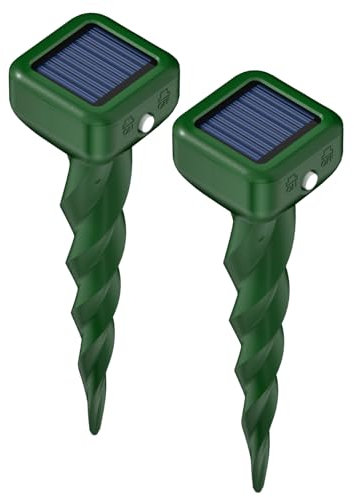 BURMONG Mole Repellent Ultrasonic, Solar Mole Repeller Outdoor, IP66 Waterproof, Quietly Repels Mole, Vole, Gopher, Snake Control Device, Mole Deterrents for Gardens/Orchards/Lawn (2 Pack)