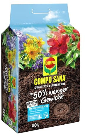 SANA® Qualitätsblumenerde - 0% Trauermücken - torffrei - 50% weniger Gewicht 40 L