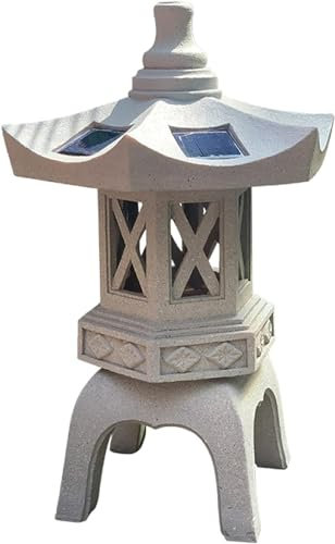 Farol de pagoda japonesa LED con energía solar, impermeable, decoración de jardín al aire libre, escultura de estatua de piedra para iluminación de paisaje, elegante linterna solar para patio y patio