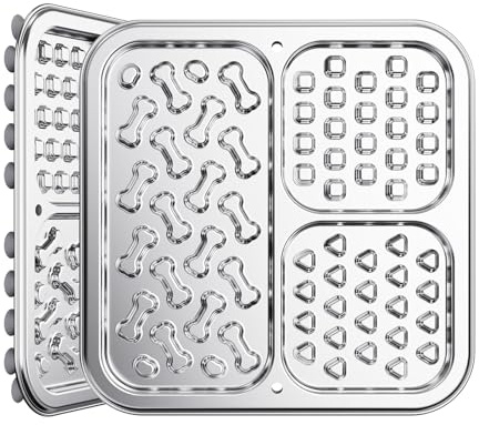 Stainless Steel Lick Mat for Dogs & Cats, Dog Lick Mat with Suction Cups & Crate Mount, Chew-Proof Slow Feeder with 3 Textured Zones for Calm Feeding & Anxiety Relief [1Pack]
