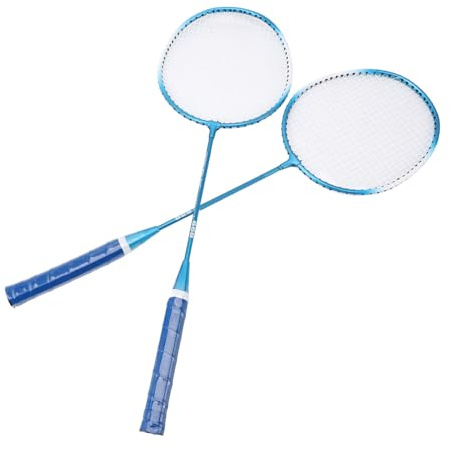 RASTKY Set di Racchette da Badminton Premium con Uso Flessibile e Impugnatura Comoda, 2 Racchette 3 Volani per Amici di Famiglia, Sport (BLUE)
