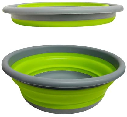 Bacinella Pieghevole Tonda 5 Litri Ø 32cm 9 Litri Ø 37.5cm Bucato Multiuso Bacinella Salva Spazio Cesta Pieghevole Catino Portabiancheria Plastica Silicone Bacino Cesto Campeggio Casa Picnic Camper