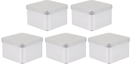 ADOCARN Set 5 Pezzi Barattoli in Latta per Tè Ermetici in Argento, Contenitori per Alimenti Riutilizzabili, Design Creativo e Semplice per Uso in Cucina e Casa