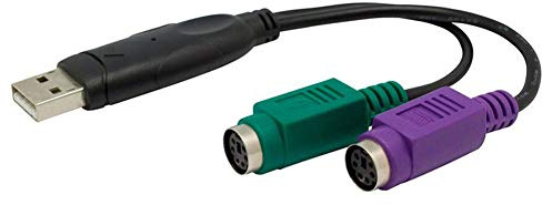 Aukson E28 PS2 - Adaptador USB macho a 2 PS/2 PS2 hembra, adaptador para ratón y teclado, USB A macho a 2 conectores PS/2 hembra y ratón adaptador con cable de 20 cm