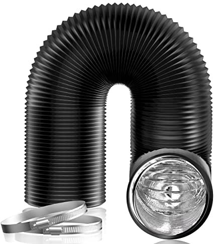 Hon&Guan 6 Inch Air Duct - 16 FT Long, Black Flexible Ducting HVAC Ventilation Air Hose for Grow Tents and Ventilation System