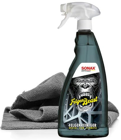 detailmate Felgen Reiniger Set - SONAX FelgenBeast Felgenreinger 1L + Allrounder Mikrofasertuch 40x40cm, 380 GSM + Schutzhandschuhe