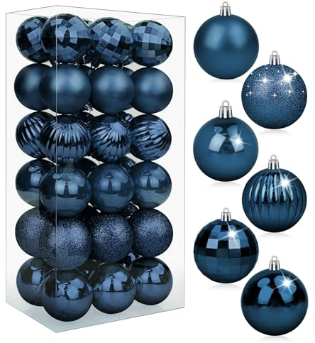 Weihnachtskugeln, 36 Stück, marineblaue Weihnachtskugeln, Weihnachtsdekoration, Weihnachtsbaumschmuck, Blaue Kugeln für Weihnachten, Festliche Feiertage, Zuhause, Baumschmuck