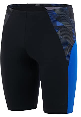 Speedo Herren Eco Endurance+ Splice II Badehose, Schwarz/Blau Flame/USA Anthrazit, 1