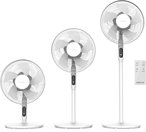 Newlux - Standventilator mit Fernbedienung, 3-in-1 W1050 Smart 10 Flügel, Ø 40 cm, 3 Vel und Timer 18 h. Oszillierender Standventilator 90 °, höhenverstellbar von 130, 100 oder 70 cm (weiß)