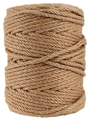 MUKCHAP 150 m x 6 mm juterep, 4 strängar tvinnat Manila-rep, tjockt brunt naturligt jutesnöre för hantverk, trädgårdsskötsel, buntning