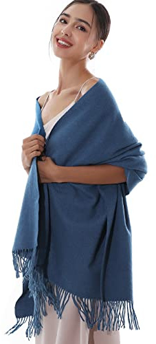 RIIQIICHY Ladies Blue Scarf Pashmina Shawls and Wraps for Wedding Scarfs for Women Winter Warm