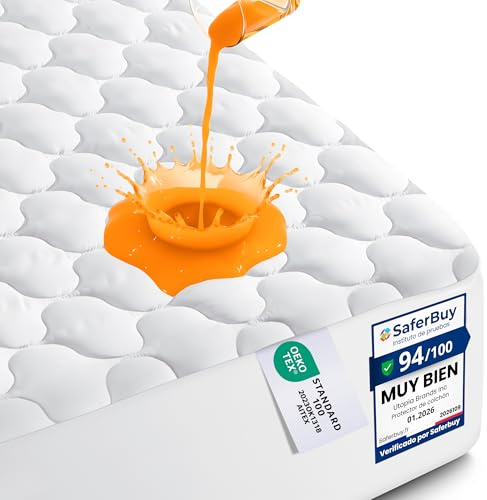 Utopia Bedding Protector de Colchón Impermeable 150x200 cm, Funda Protectora para Cama, Resistente al Agua (Blanco)