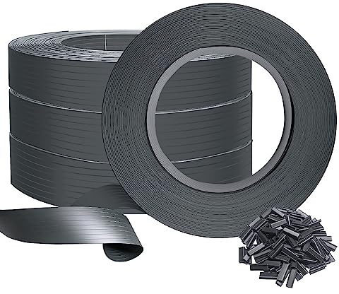VOUNOT Sichtschutzstreifen für Doppelstabmatten 300m x 4.7cm, PVC Sichtschutz Zaun mit 600 Clips, Grau