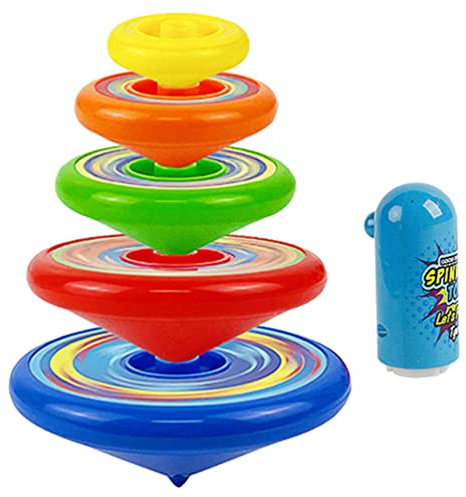 jojofuny Stapelbare Kreisel Spielzeug Set FüR Kinder, Bunte Kunststoff Gyroskope Mit Launcher, Perfekt FüR Geburtstag, Familienfeiern Und Kindergarten