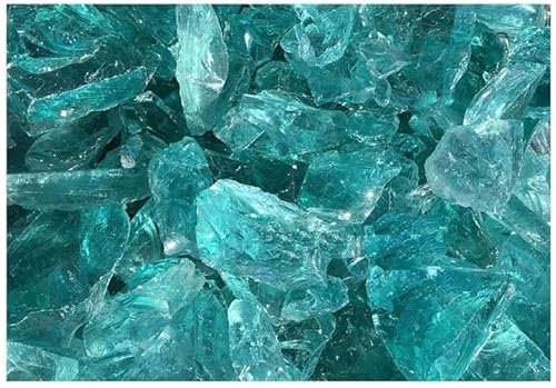 Generisch Gabionenstein Gartendekoration Glasbrocken, Glassteine Farben, 3-5cm (Türkis, 10)