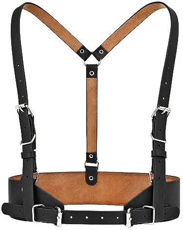 WHIPPY Breiter Gürtel Damen Taille für Kleider Leder kettengürtel Korsett Gürtel für Gothic Halloween Kostüm，Schwarz 64cm