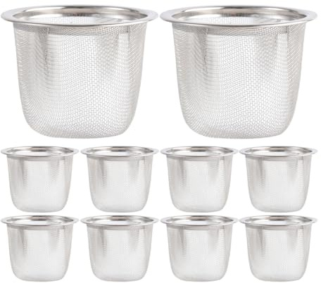 HOMSFOU 10 Piezas Filtro De Tetera Colador De Acero Inoxidable Colador De Metal Colador De Té De Acero Inoxidable Colador De Malla De Tetera Colador De Taza De Té Filtros De Café