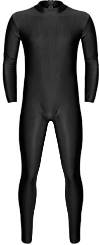 Jugaoge Herren Ganzkörperanzug Rollkragen Body Langarm Overall Jumpsuit Slim Fit Stretch Catsuit Sport Einteiler Thermo Unterwäsche Leotard Schwarz XL