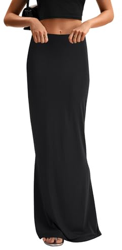 KIFOVEN Women's High Waist Flare Sexy Slim Floor Length Long Maxi Pencil Skirt Solid Black Medium