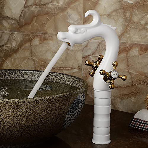 SJFJJKD Double Hot and Cold Water Washbasin, All Copper Washbasin, Washbasin, Platinum Antique Friendship Years