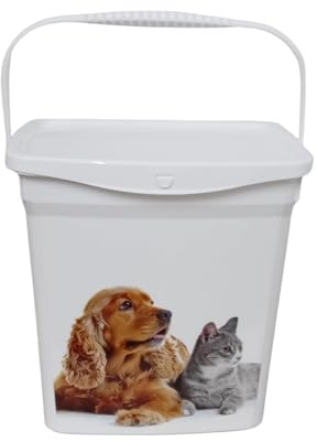 KYY'Z Airtight Pet Food Storage Box 6L - Reusable Plastic Container with Carry Handle - Keeps Dog & Cat Food Fresh -Lightweight, Durable Bin for Dry Kibble, Biscuits, Snacks & Treat (1)