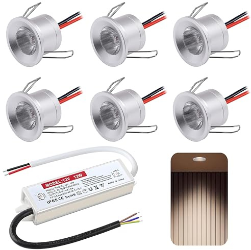 DYKUWEY Set di 6 Faretti Led da Incasso per Cartongesso,2W Mini Faretti Led Soffitto,IP65 12V Faretto LED Ultrasottili 19mm,foro 25-28mm,faretti led Per Luci Cucina Bagno (Argento Bianco Neutro 4000K)